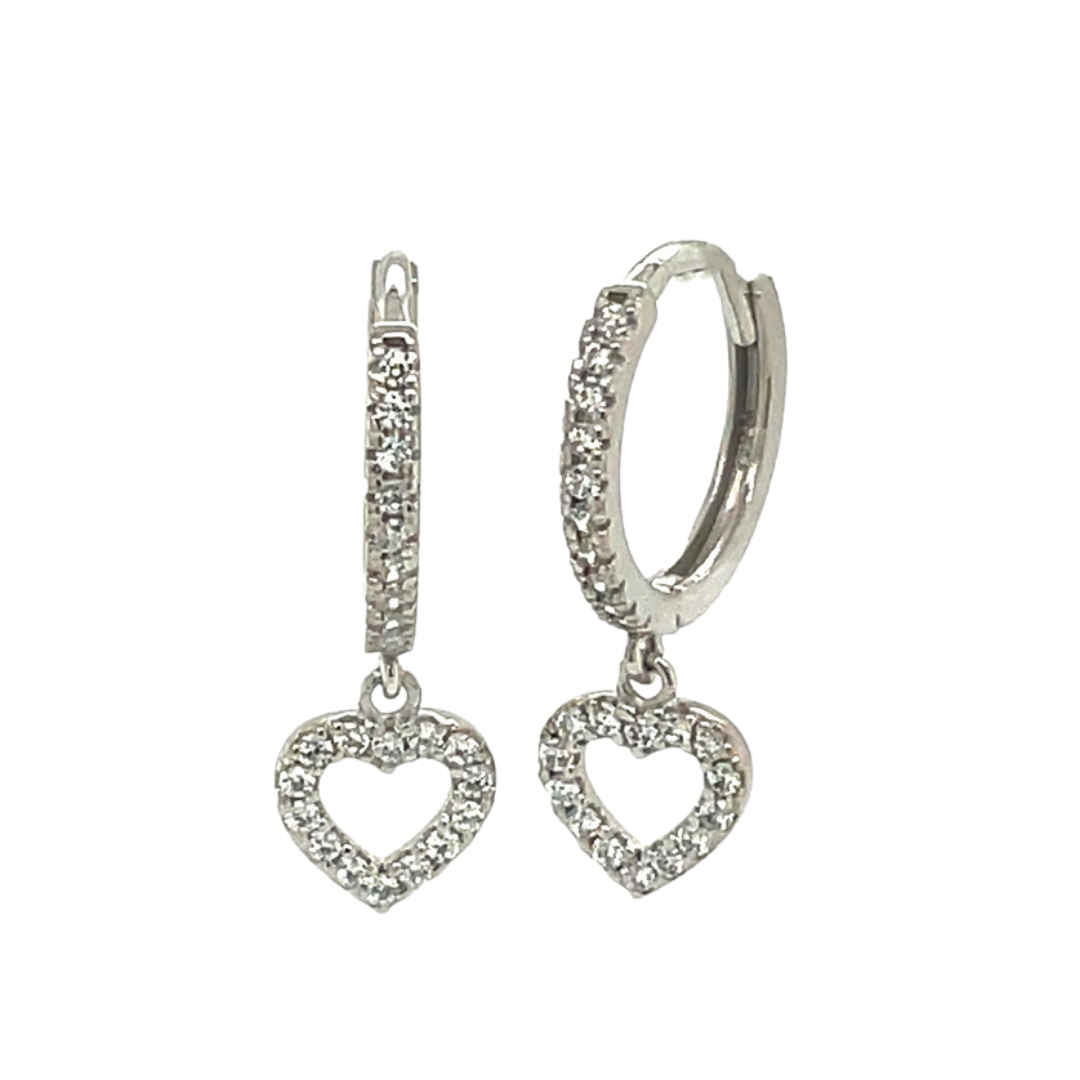 14K Diamond Heart Dangle Earrings (+colors)