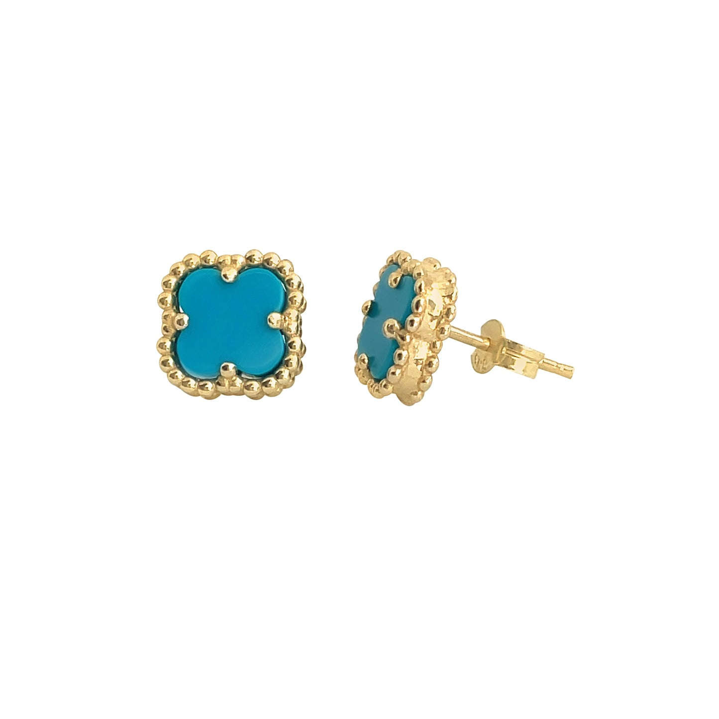 14k Turquoise Clover Stud Earrings