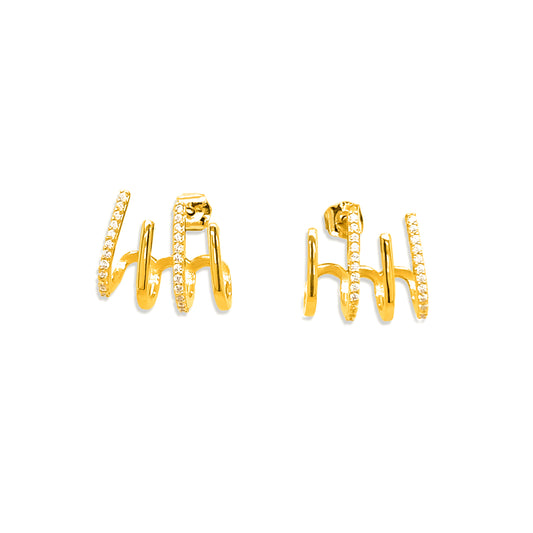 14k Yellow Gold CZ Claw Earrings