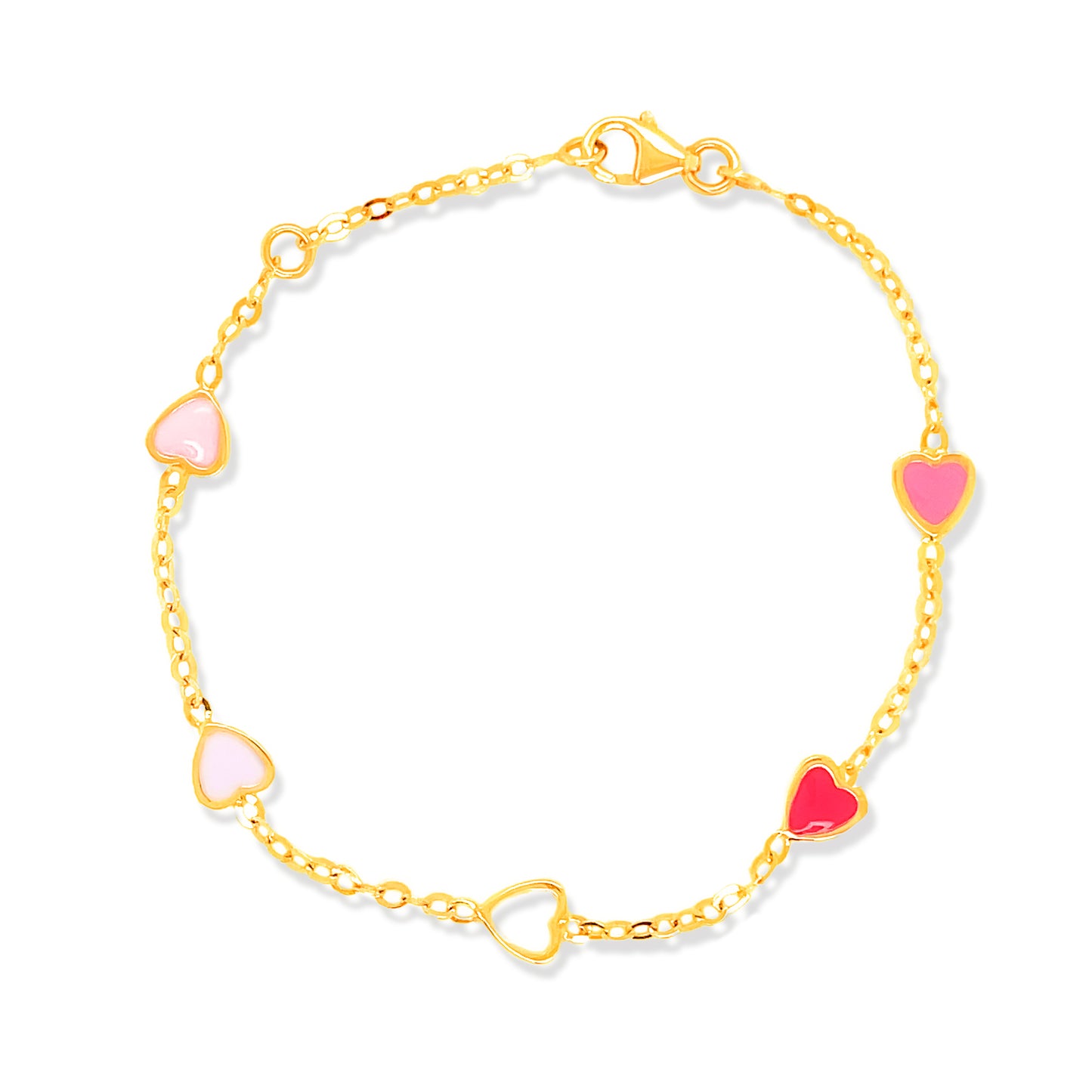 14k Multi Color Heart Enamel Bracelet