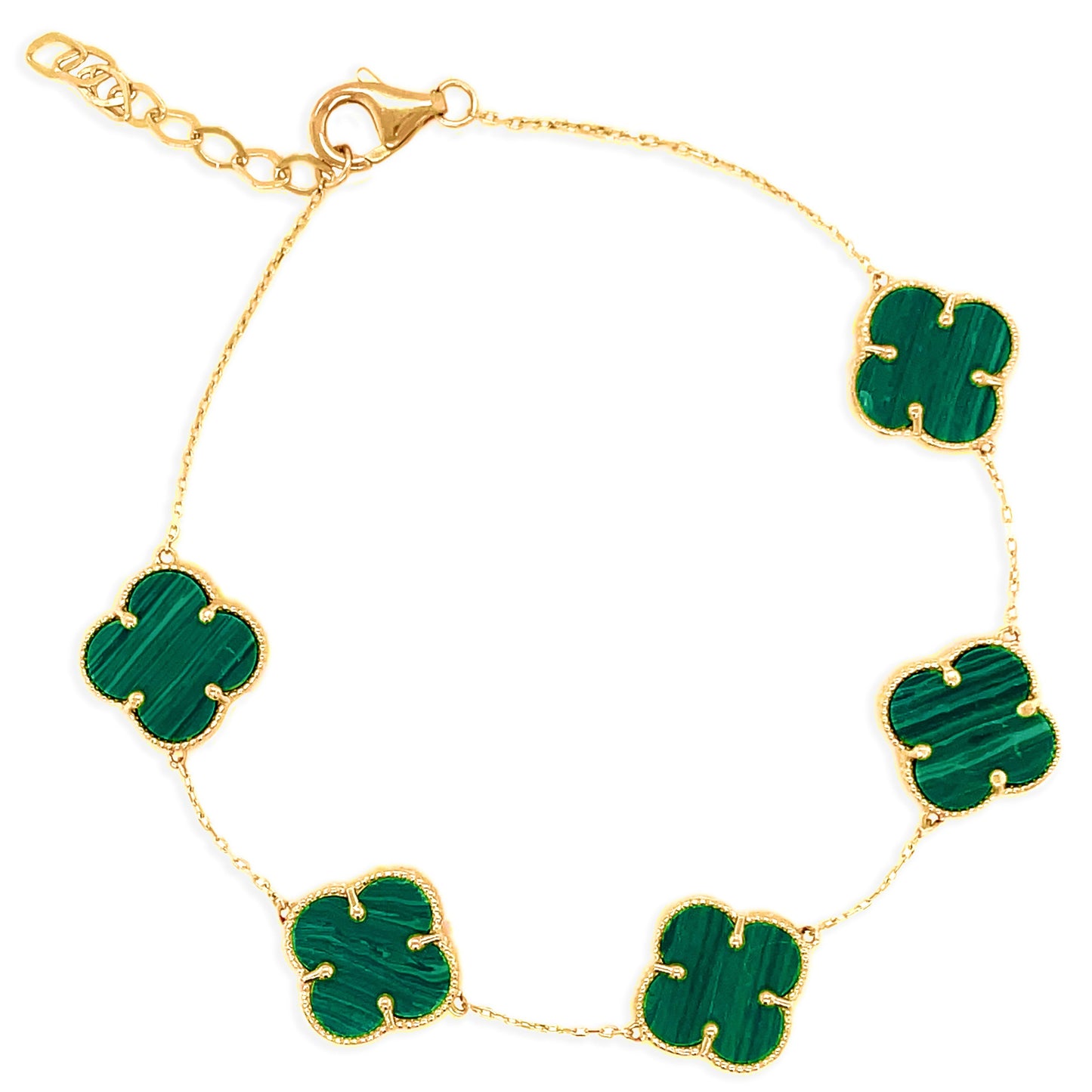 14k Yellow Gold Medium Clover Bracelet (+ colors)