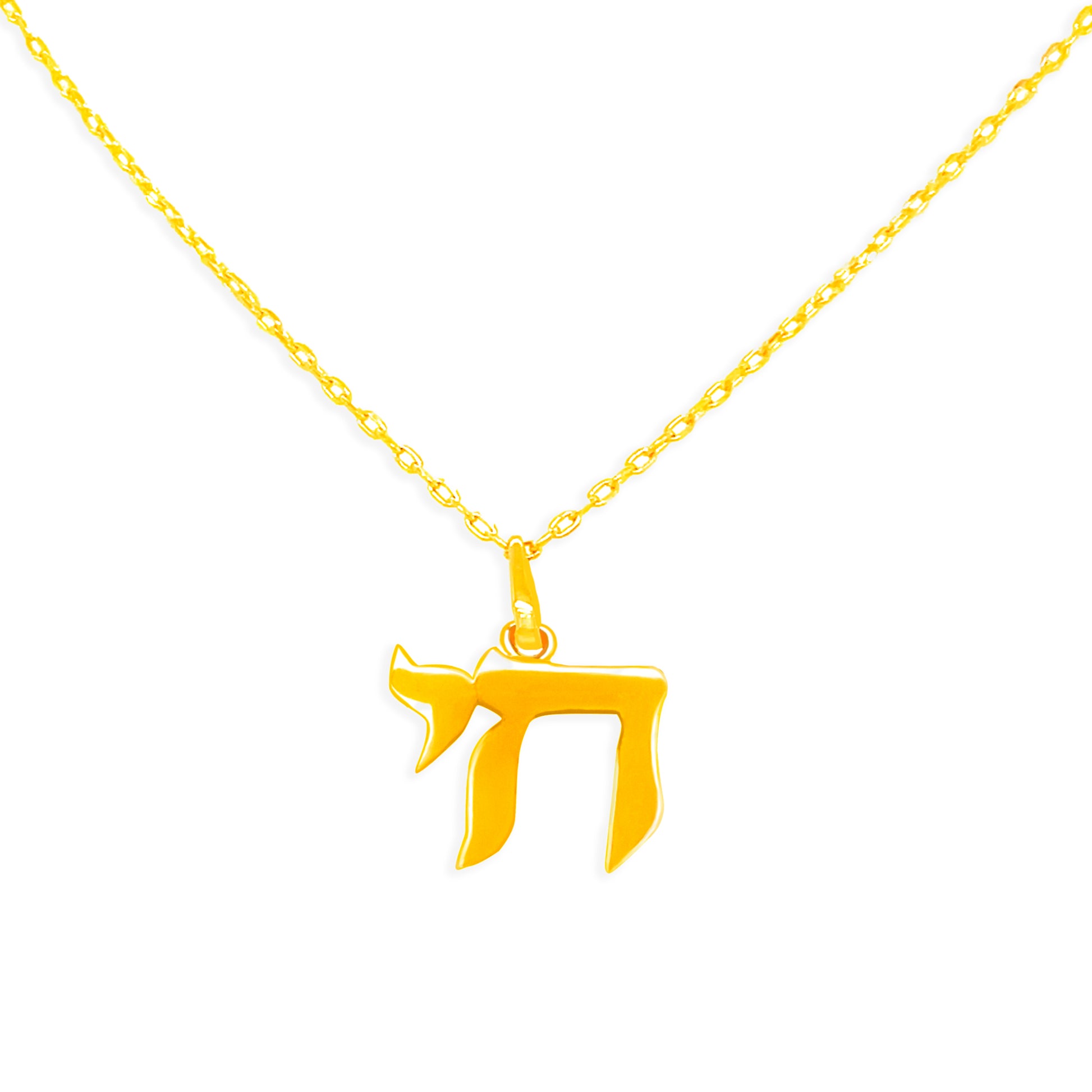 Jewish Chai Necklace - Gold Pendant Necklace In Large
