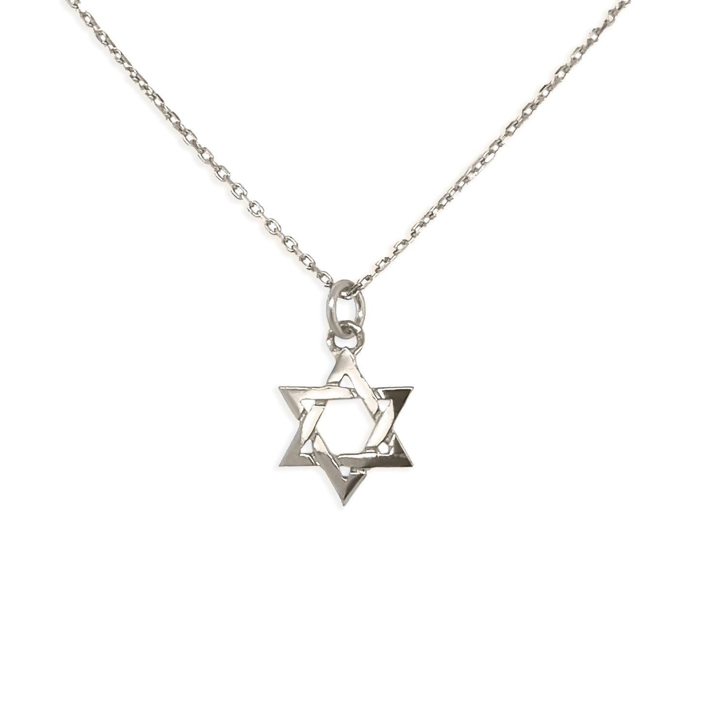 14k White Gold Magen David Star Necklace