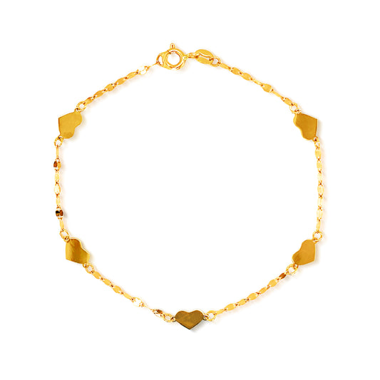 14k Polished Heart Bracelet