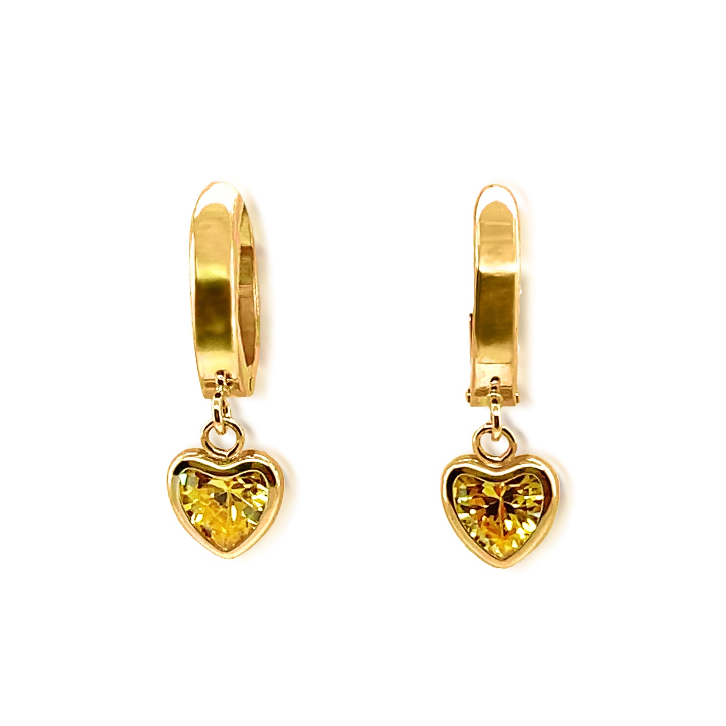 14k Birthstone Heart Dangling Earrings