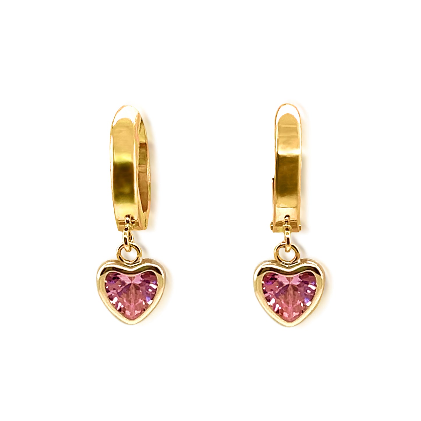 14k Birthstone Heart Dangling Earrings