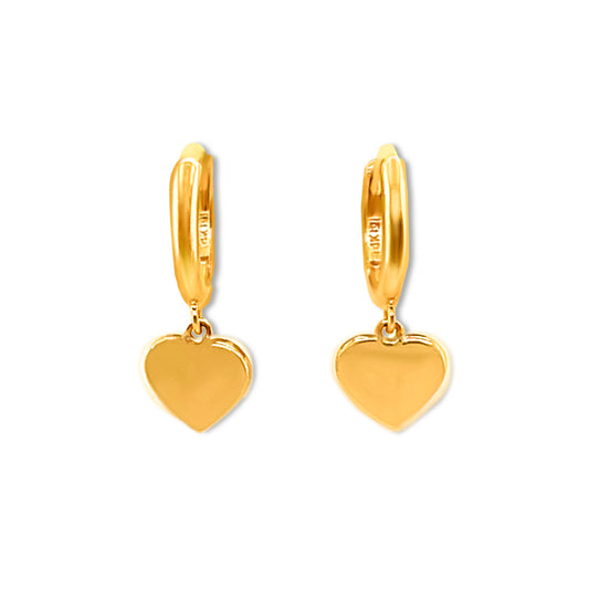 14K Dangling Heart Earrings