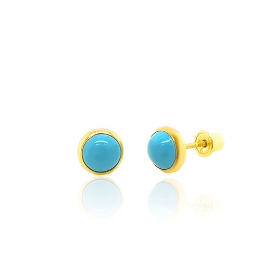 14k Bezel Set Turquoise Earrings