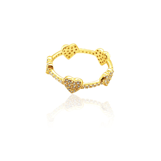 Diamond Multi Heart Ring 14K Gold Plated