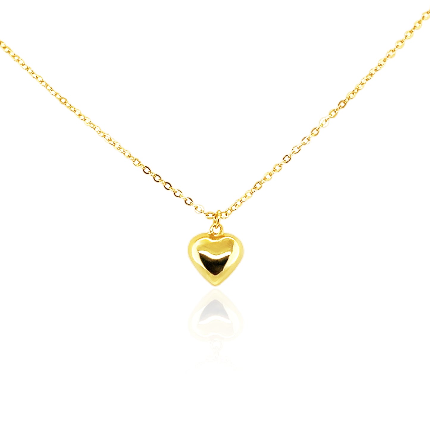 Single Puffed Heart Necklace 14k Gold Plated