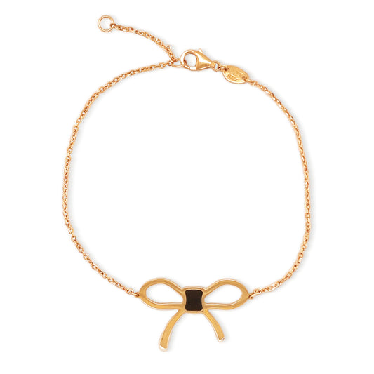 14k Rose Gold Onyx Gemstone Ribbon Bracelet