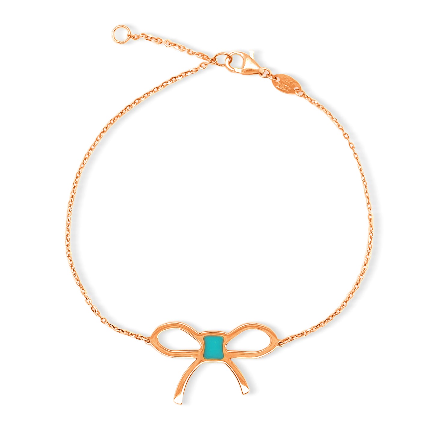 14k Rose Gold Turquoise Gemstone Ribbon Bracelet