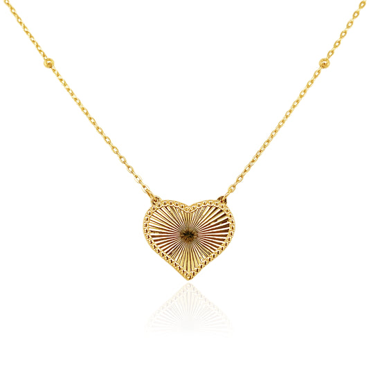 14k Textured Gold Heart Necklace