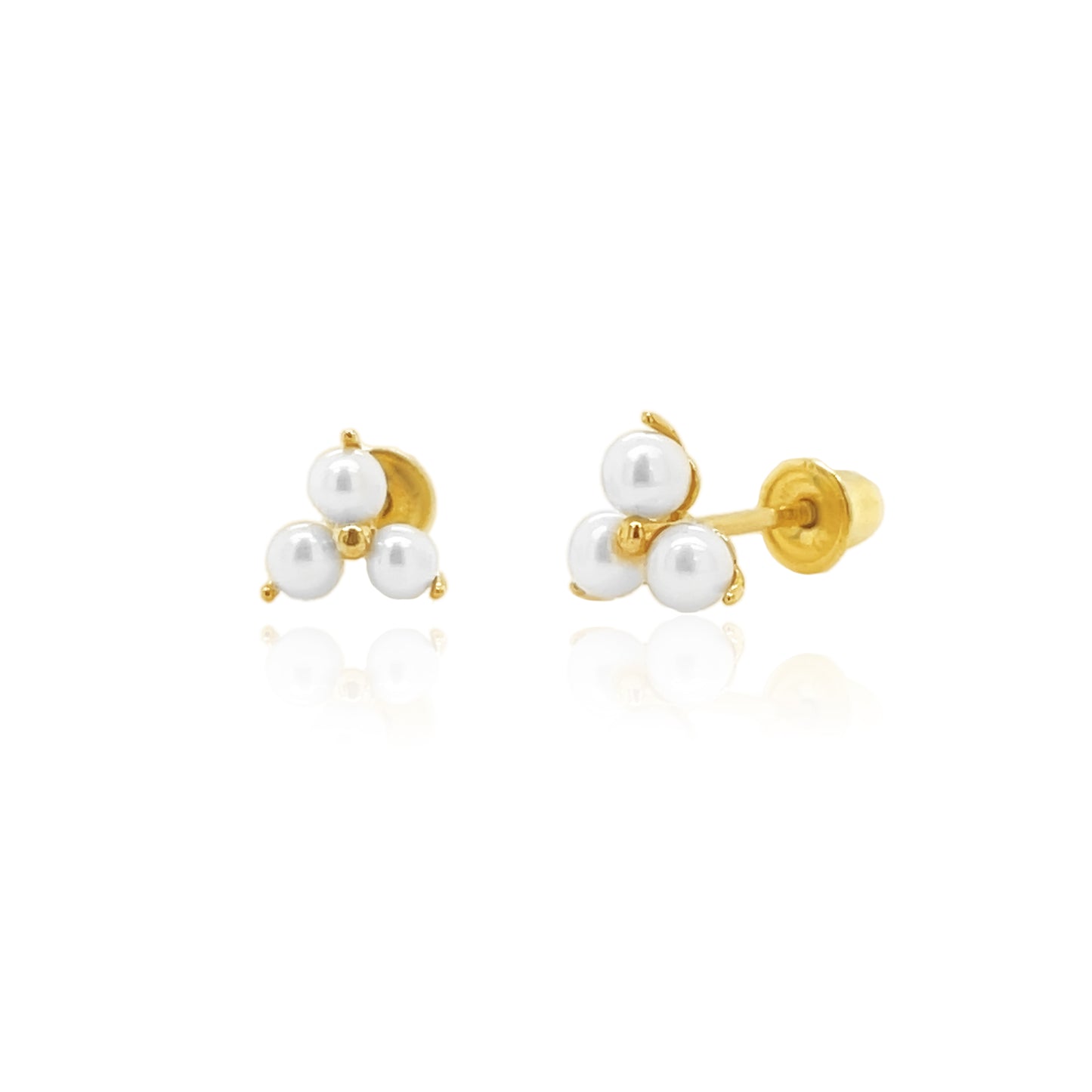 14k Gold Triangle Pearl Screw-back Earrings