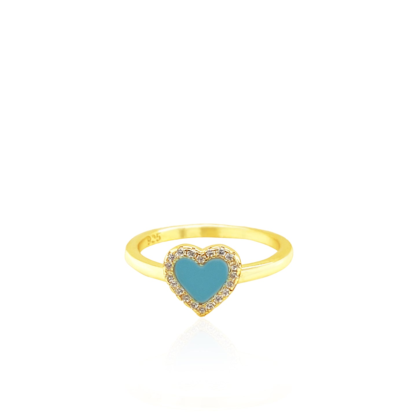 Turquoise Heart Ring 14k Yellow Gold Plated