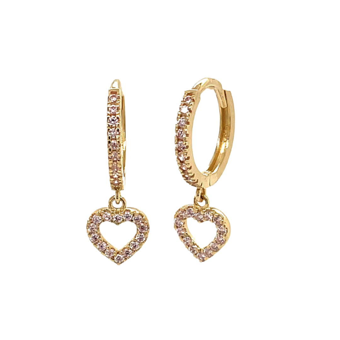 14K Diamond Heart Dangle Earrings (+colors)