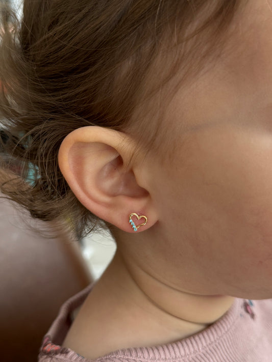 14k Gold Heart Screw Back Earrings (+ colors)
