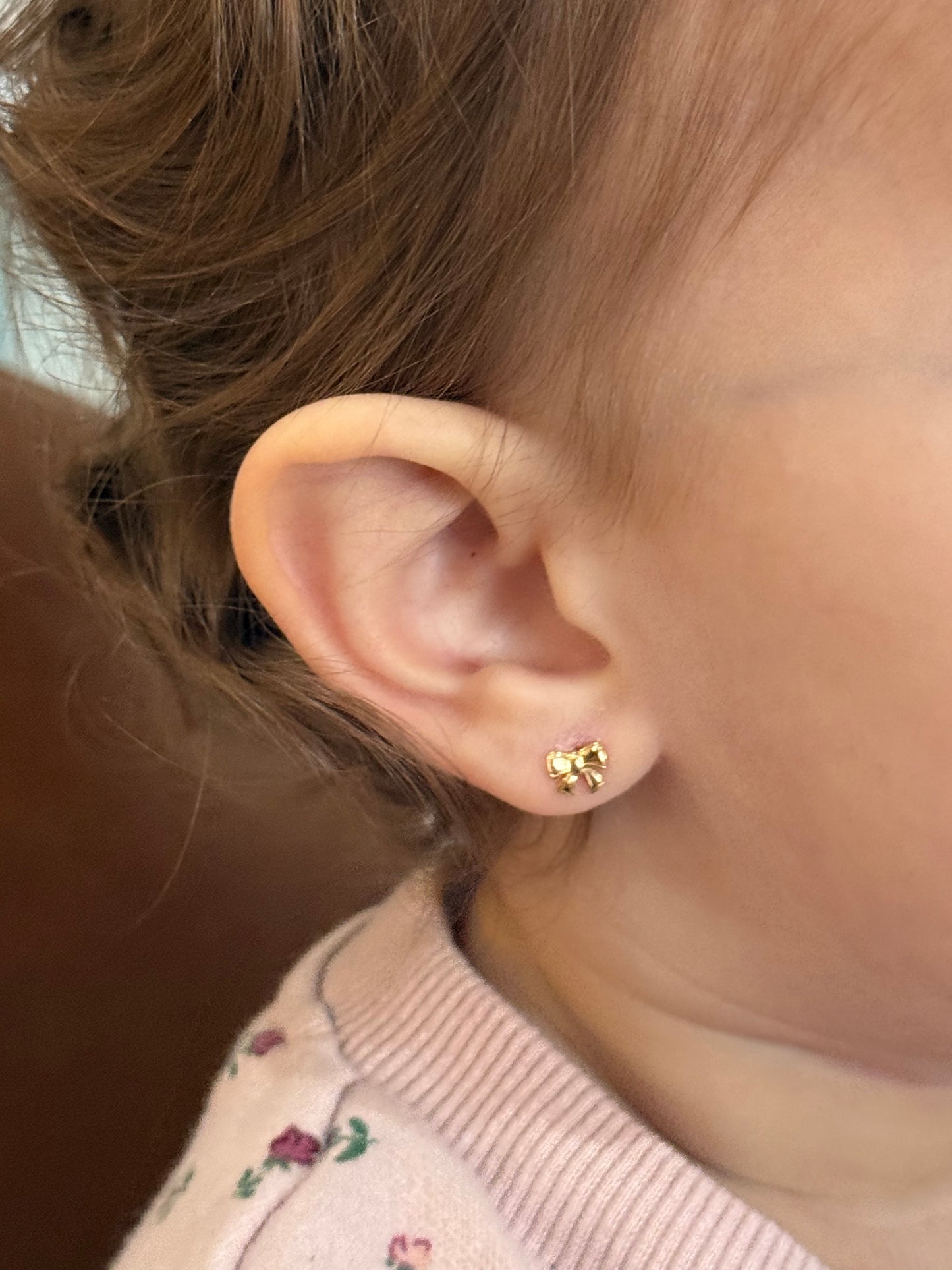 14k Gold Mini Bow Screwback Earrings