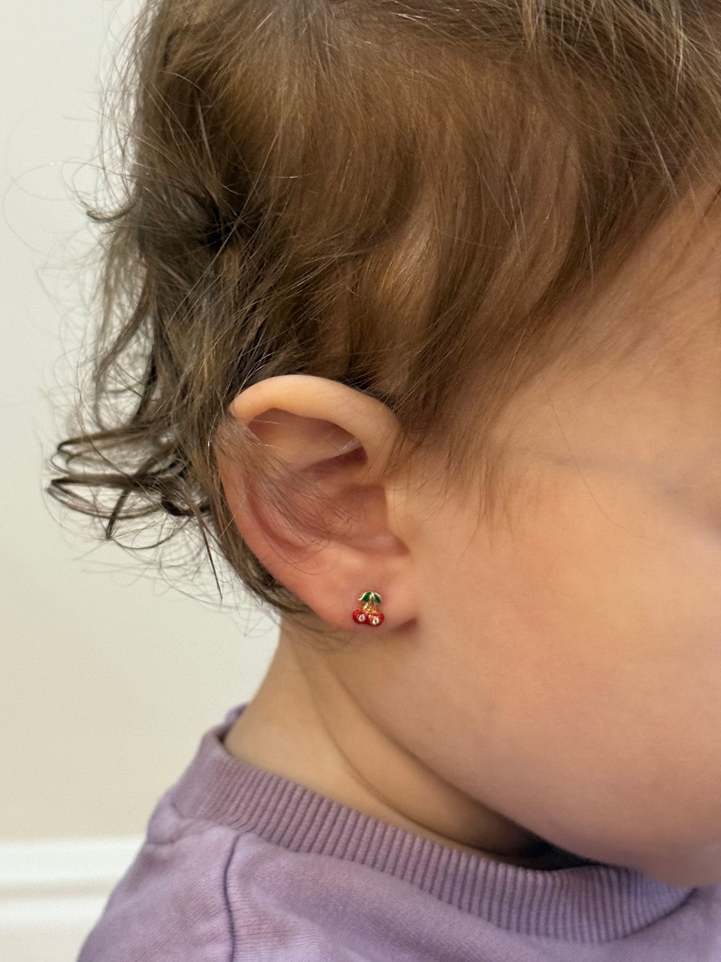 14k Enamel Cherrie Screw-Back Earrings