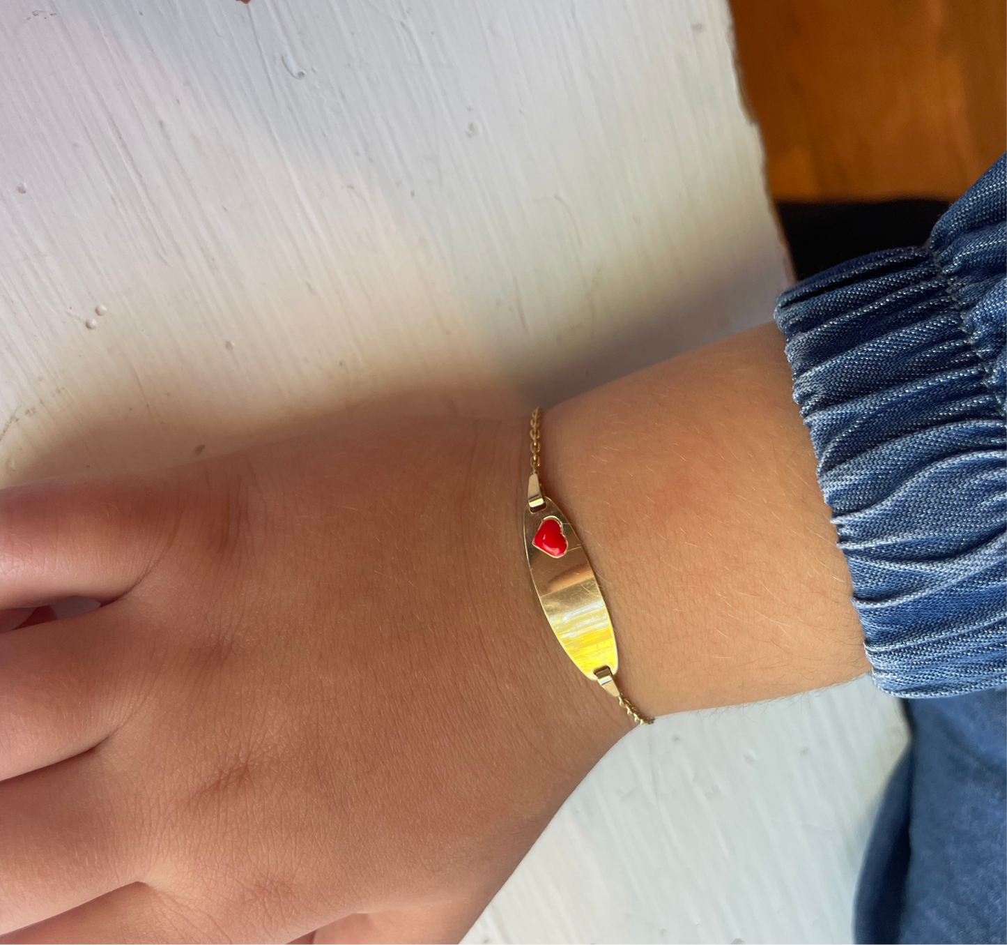 14K Gold Red Heart ID Bracelet – Personalized Baby/Kids Name Bracelet