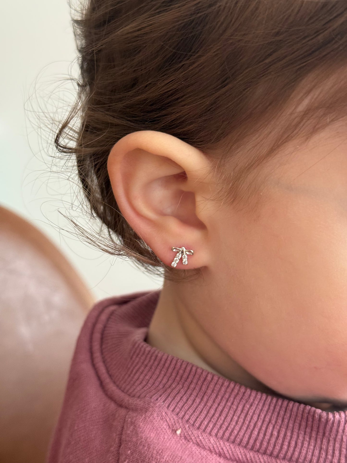 14k Dainty Bow Screw-Back Earrings