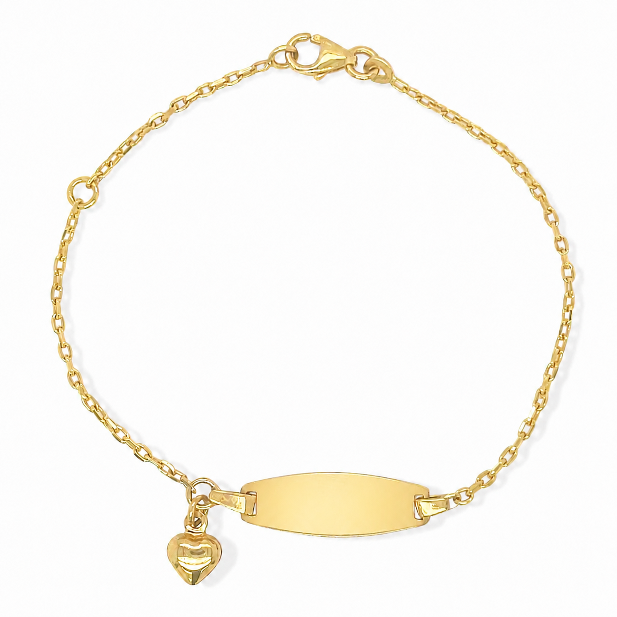 14k Gold Heart Charm ID Bracelet – Personalized Baby & Kids Name Bracelet