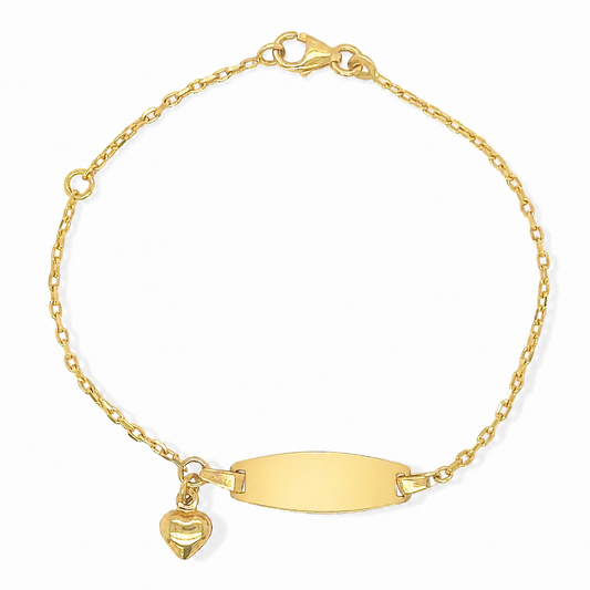 14k Gold Heart Charm ID Bracelet – Personalized Baby & Kids Name Bracelet