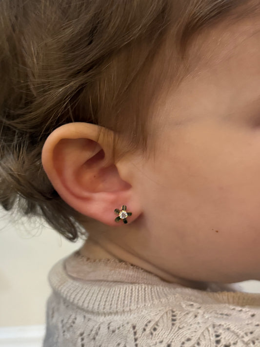 14k Gold Floral Stud Screw-Back Earrings (+ colors)