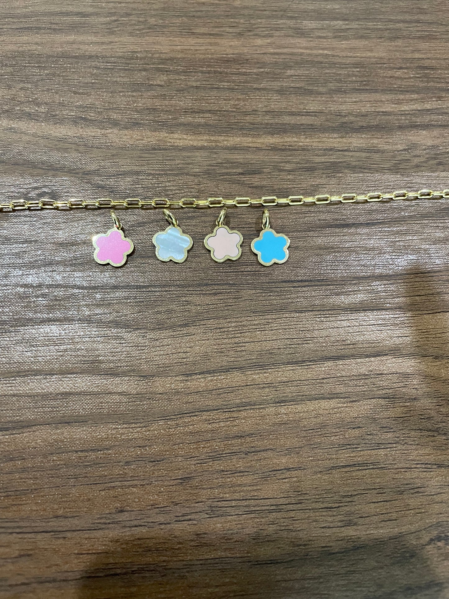 14k Small Gemstone Floral Charm (+ colors)