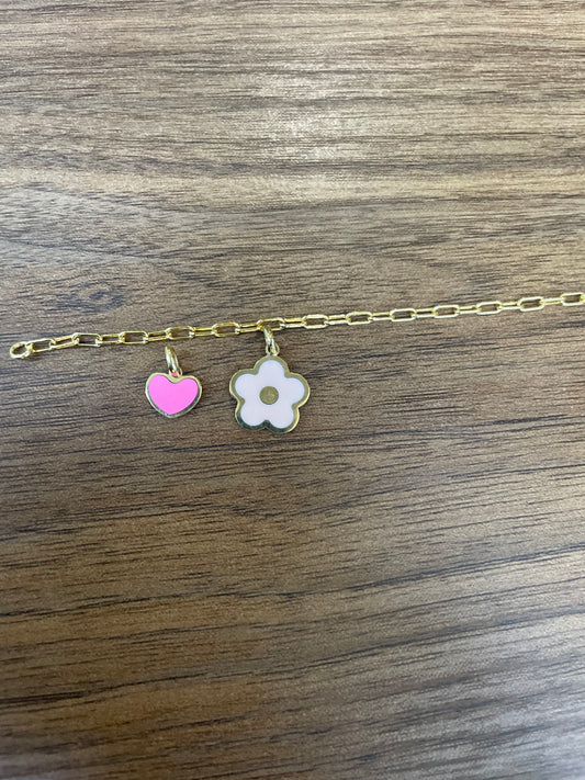 14k Gemstone Flower Charm (+ colors)