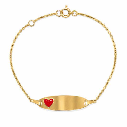 14K Gold Red Heart ID Bracelet – Personalized Baby/Kids Name Bracelet