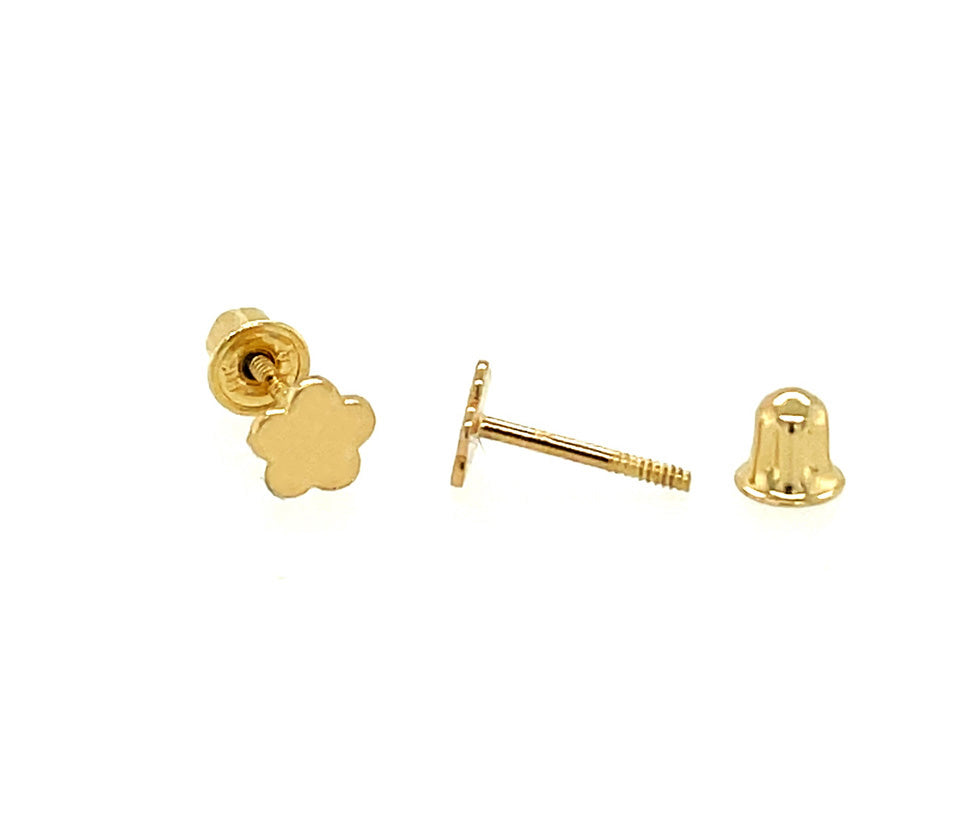 14k Gold 4mm Flower Screw-Back Earrings