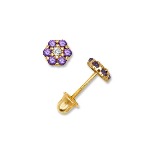 14K Mini Floral Screw-Back Earrings (+ Colors)