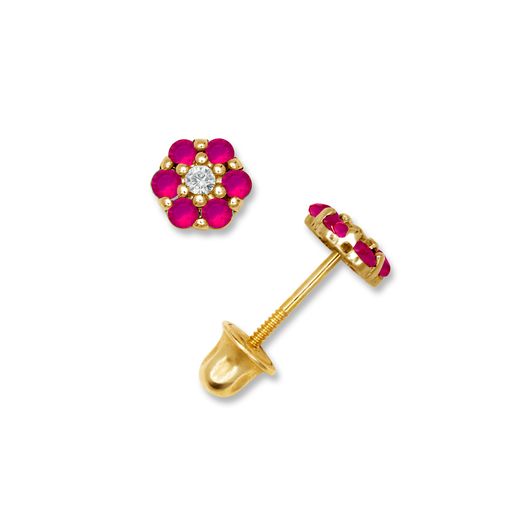 14K Mini Floral Screw-Back Earrings (+ Colors)