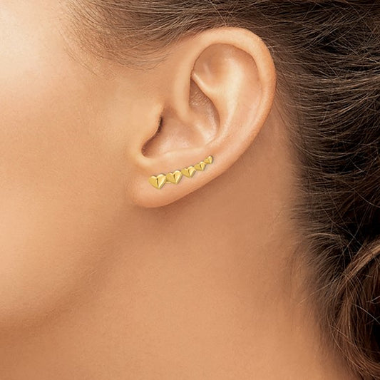 14K Gold Heart Ear Climber