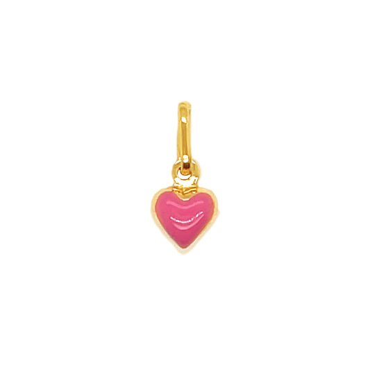 14k Mini Puffed Enamel Heart Charm