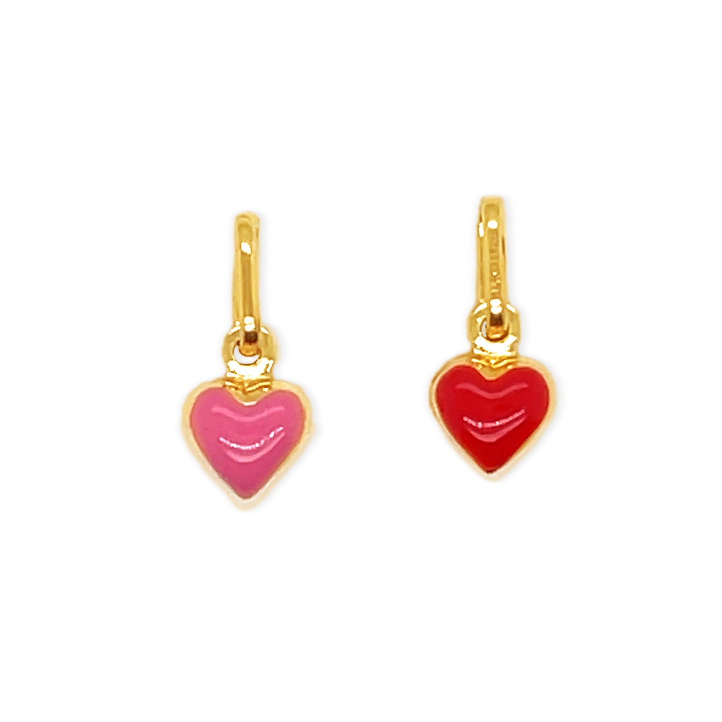 14k Mini Puffed Enamel Heart Charm