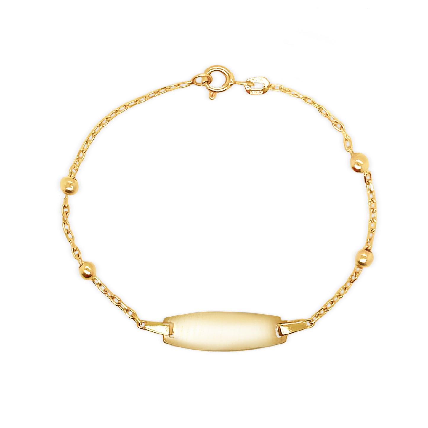 14K Gold Bead ID Bracelet