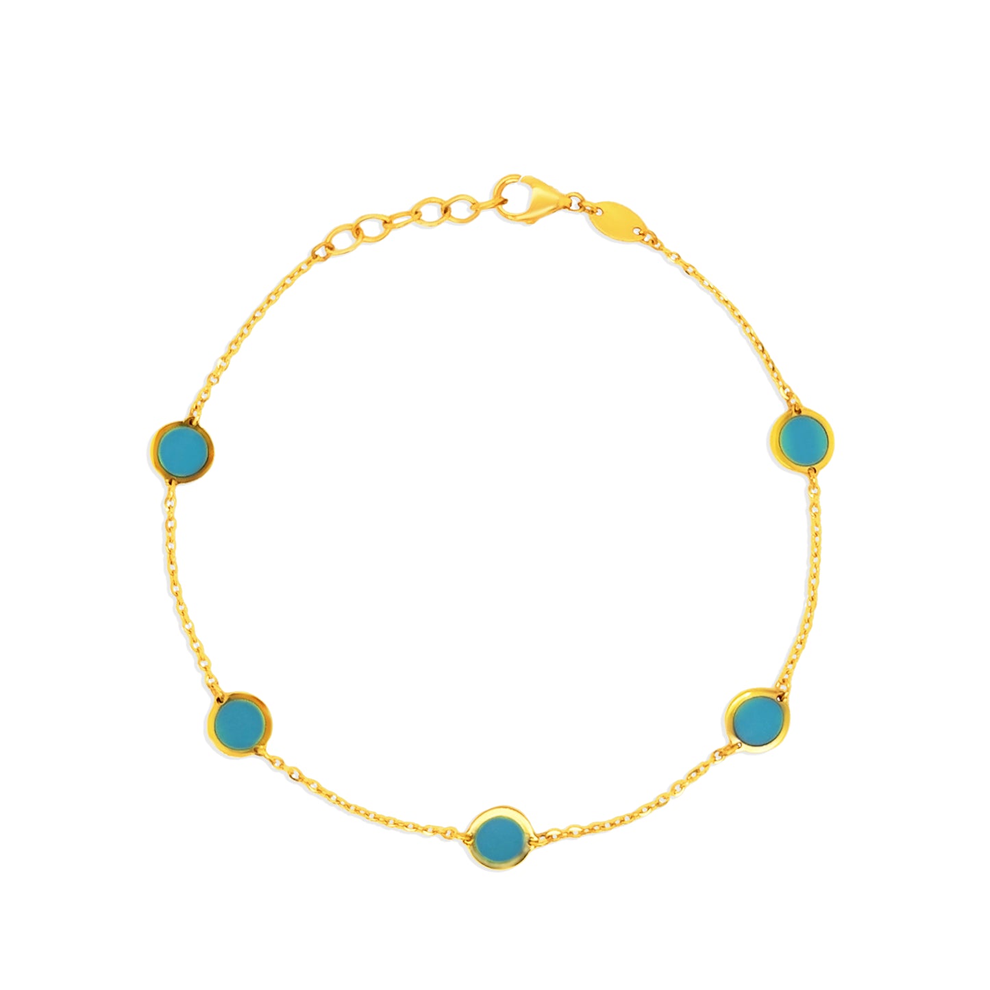 14k Turquoise Disc Bracelet