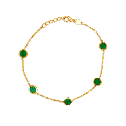 14k Malachite Disc Bracelet