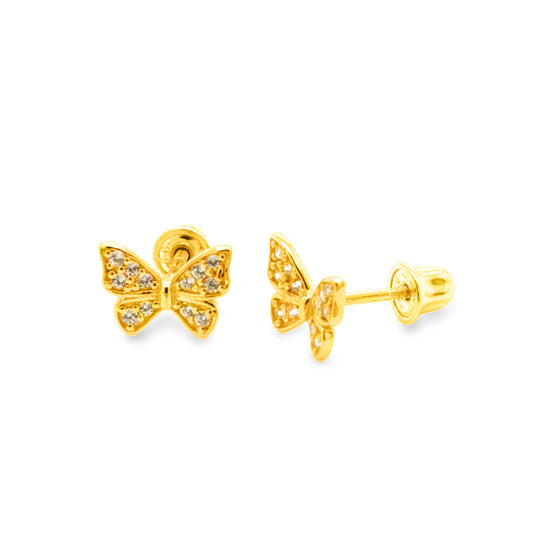 14k Diamond Butterfly Screw-Back Earrings