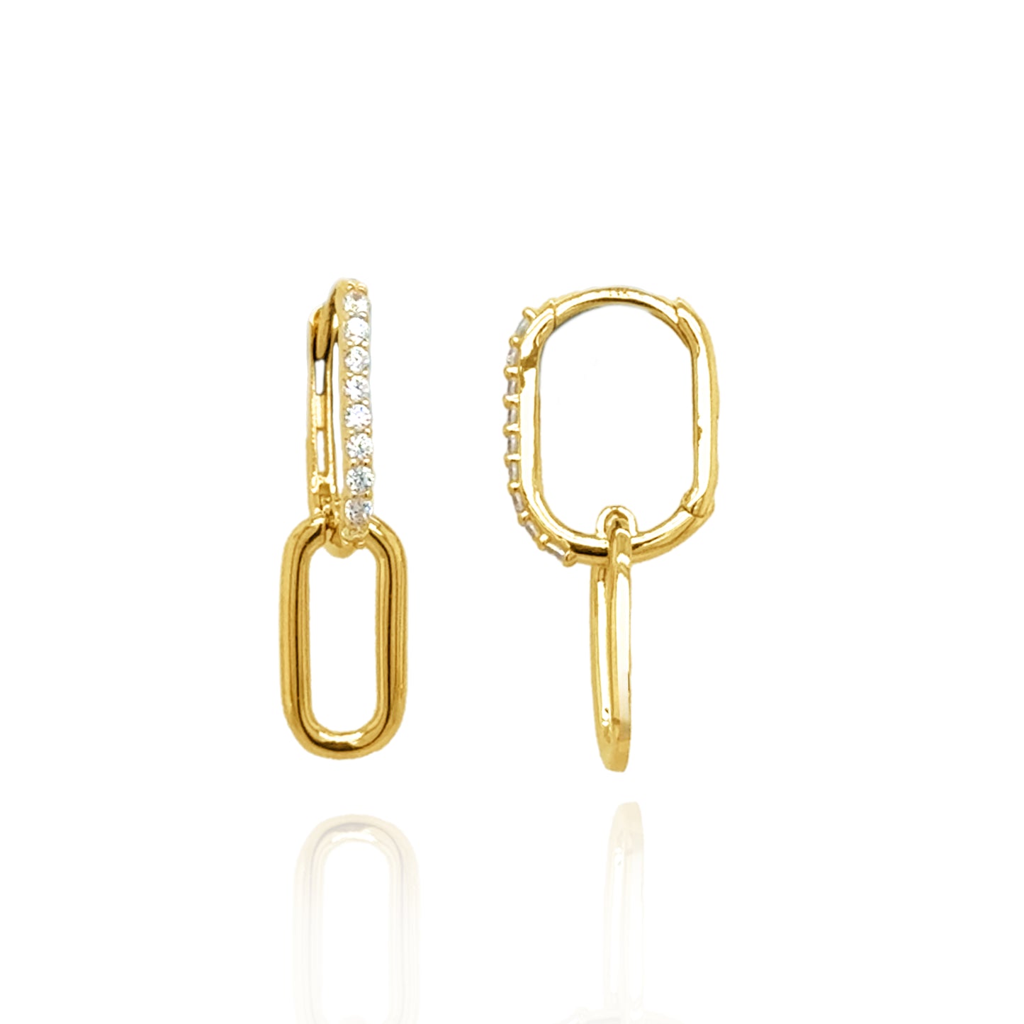 14k Gold Diamond Double Hoop Earrings