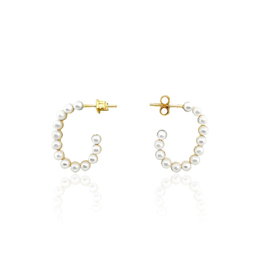 14k Gold Plated Pearl Hoop Earrings
