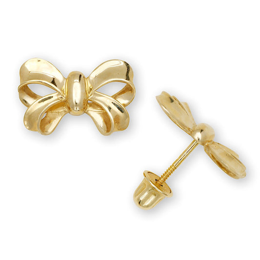 14k Gold Large Bowtie Screw-back Earrings