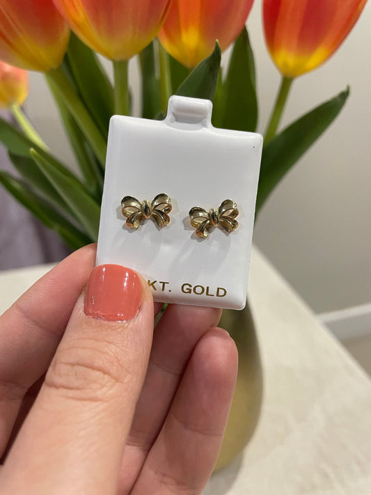 14k Gold Large Bowtie Screw-back Earrings