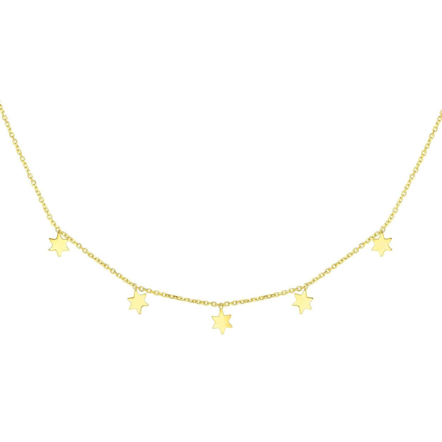 14k Dangling Stars Charm Necklace