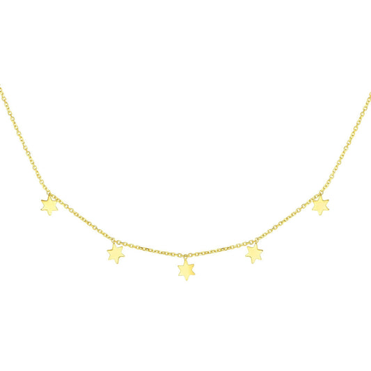 14k Dangling Stars Charm Necklace