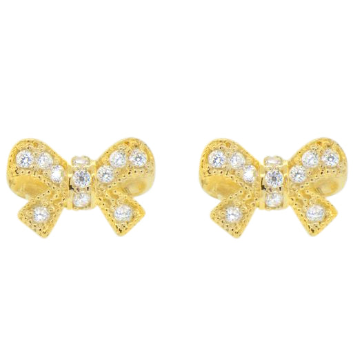 CZ Bow Screw Back Earrings