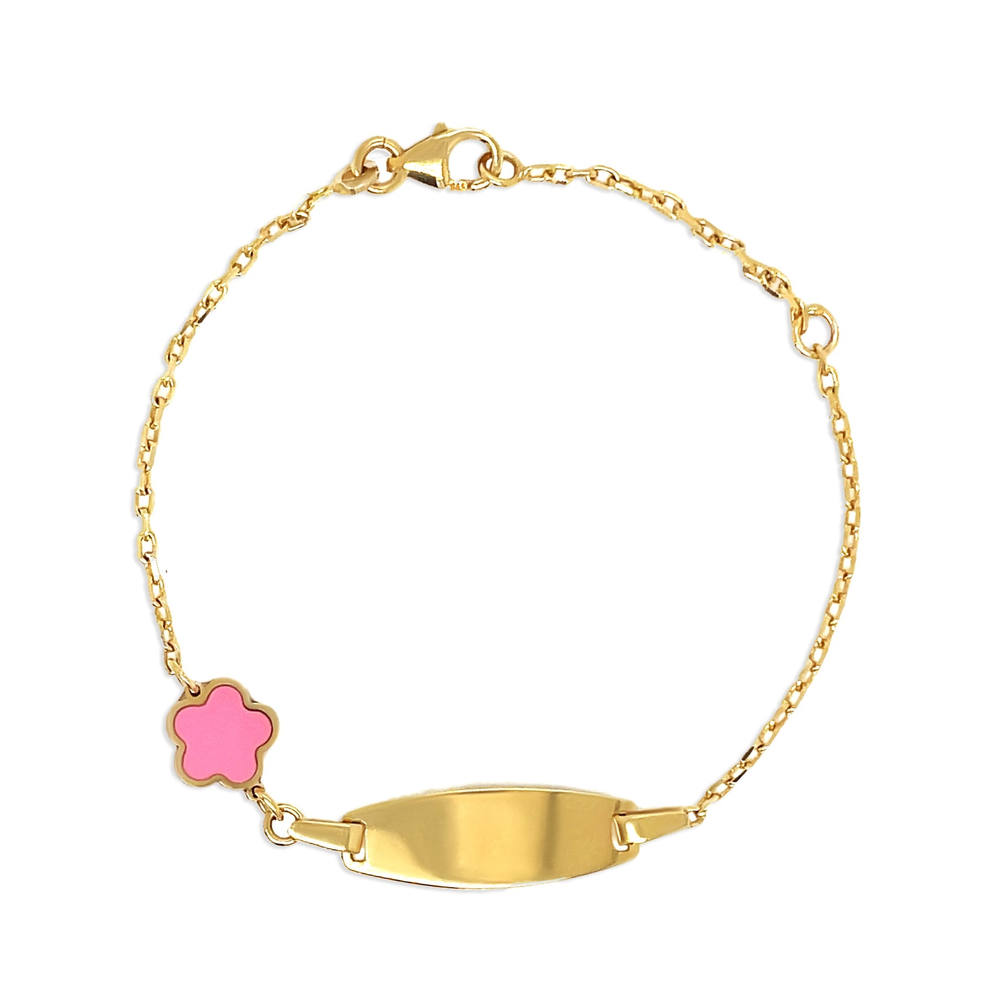 14k gold gemstone flower id bracelet personalized baby jewelry
