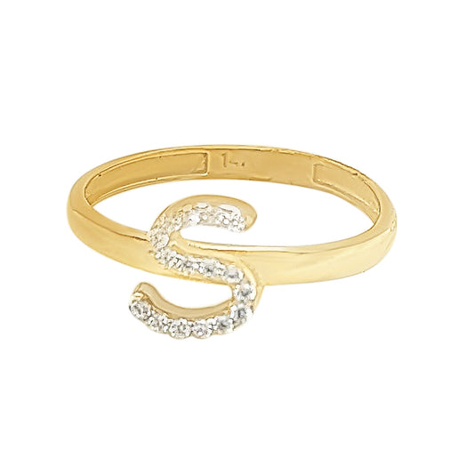 Gold CZ Initial ring